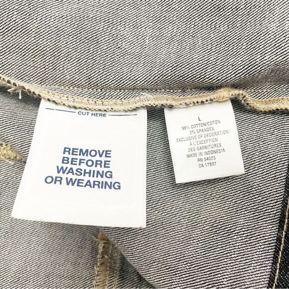 Vintage Old Navy Y2K Military Button Jean Jacket Size Large Dark Rinse Denim - Picture 12 of 15